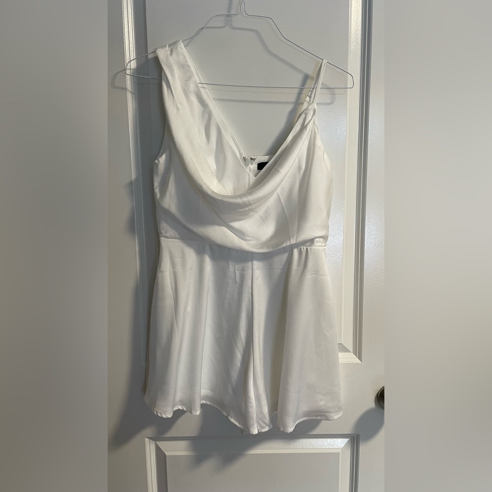 White asymmetrical romper